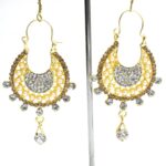 Beautiful Queen Fancy Gold Cubic Zirconia Long Bridal Wedding Drop Earrings egfrsdb4d-8 - Image 3