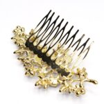 Golden Color Flower Pearl Crystal Wedding Hair Combs Hair Accessories - Image 5