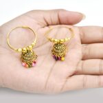 Indian  Golden bali and Antique Jhumka Multi colour Pearl Earrings for Women - Image 2