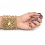 Luxury Bridal Wedding Bangles Gold Color and Plated Clear Crystal Rhinestone Stretch Bangle Bracelet for Women - Image 2