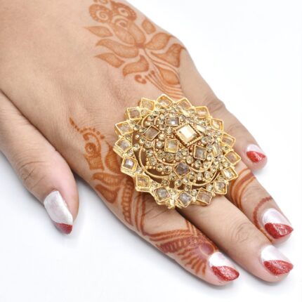 Gold Plated Zircon stone Adjustable Bridal Ring For Women