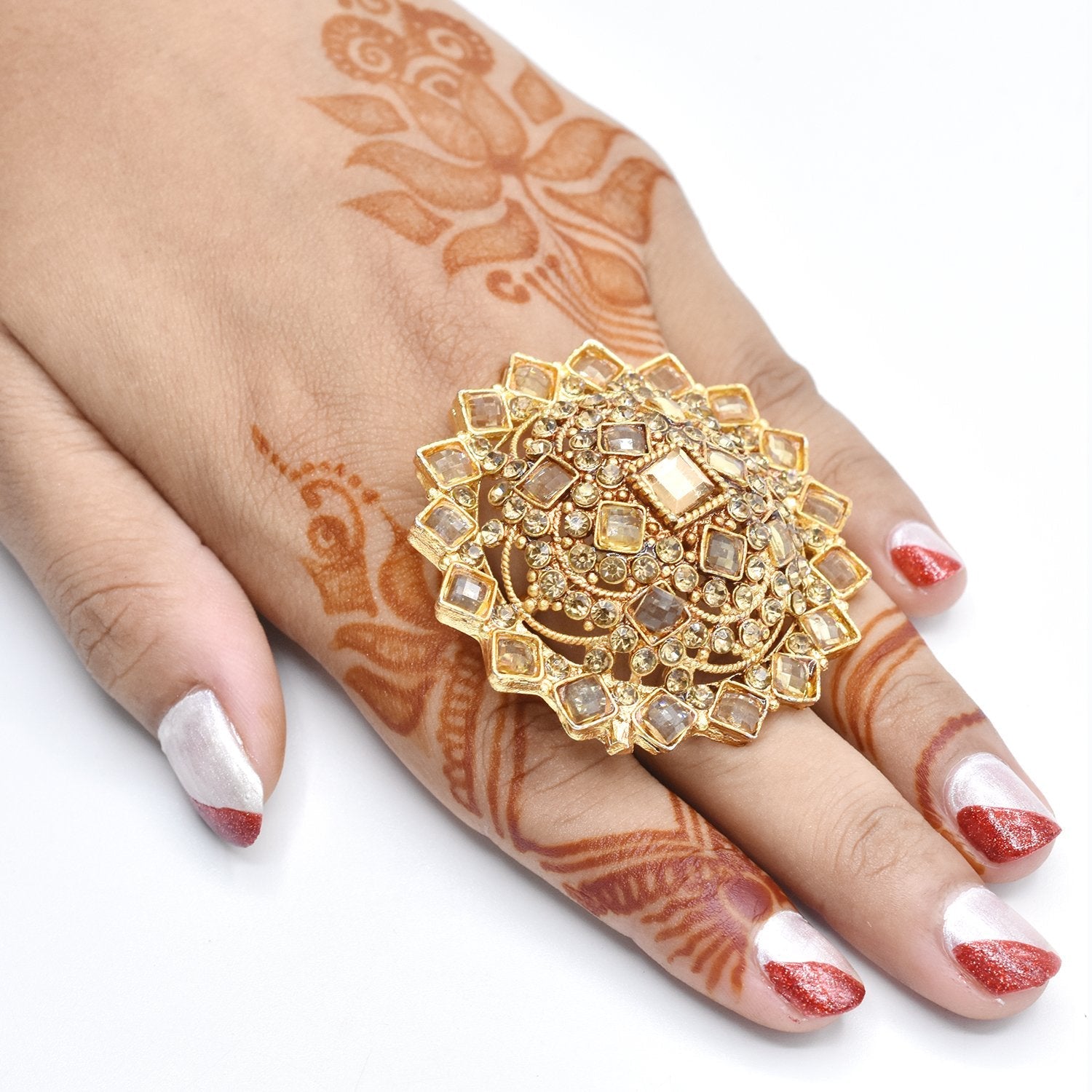 DSC_9898 Gold Plated Zircon stone Adjustable Bridal Ring For Women - Image 1