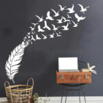Delicate Feather Bird Decorative Vinyl Wall Stickers Bedroom Decor Decals Sticker For Kids Room Decoration Wallstickers - Image 3