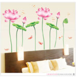 Lotus Flower Dragonfly Fish Wall Sticker size 60x90 am029 - Image 4