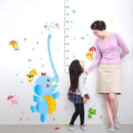 Elephant Child Height DIY Vinyl Wall Stickers For Kids Rooms Home Decor Art Decals 3D Poster Wallpaper Decoration - sk9111 - Image 2