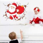 NC1370       Wall Stickers for Room Decor Cartoon Breaking Santa Claus Mural Art Home Decals Posters Kids Bedroom Xmas Decorations - Image 7