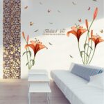[Fundecor] PVC orange flowers butterfly leaf wall stickers for kids rooms living room bathroom kitchen decor wall decals poster - Image 4