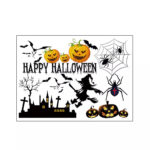 Unique Bargains Halloween Pumpkin Witch Moon Bat Pattern Wall Sticker Black - Image 5