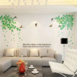 Green Plant TV Background Wall Decorations Decals Pastoral Style Home Decor Wall Stickers Living Room Decor  3D Wallpaper - Image 2
