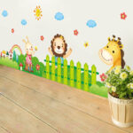 Cartoon Animal Wall Stickers Wall Decals for Kids Room Decoration Elephant Lion Giraffe Wall Stickers for Baby Room Door Decor size 50x70 xls7181 - Image 3