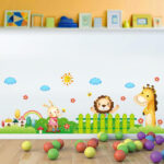 Cartoon Animal Wall Stickers Wall Decals for Kids Room Decoration Elephant Lion Giraffe Wall Stickers for Baby Room Door Decor size 50x70 xls7181 - Image 5
