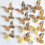 3D Gold Wall Stickers Butterfly Wall Sticker Metal Hollow 3D Butterfly Fridge Stickers Home Party Wedding Decor 12pcs  btsrdkw8c-9 - Image 2