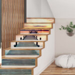 Fashion 12piece installation stair sticker, promenade, sunset, ocean, waterfall, street style waterproof can remove stair sticker JF5602 Single sheet layout size:97 * 17cm(Approx.) - Image 3