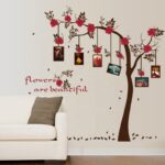 SK9086 New Chic Family Red Flowers Photo Frame Tree Wall Sticker Living Room Decor Room Decals - Image 4
