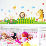 Cartoon Animal Wall Stickers Wall Decals for Kids Room Decoration Elephant Lion Giraffe Wall Stickers for Baby Room Door Decor size 50x70 xls7181 - Image 2