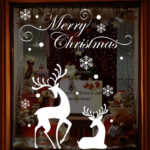 White Snow Reindeer Window Glass Door Removable Christmas Wall Sticker - Image 3