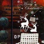 White Snow Reindeer Window Glass Door Removable Christmas Wall Sticker - Image 2