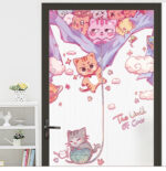 Cute Cat Door Sticker Or Wall Art Decoration Removable Stickers - Image 3