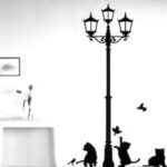 Creative DIY Popular Ancient Lamp Cats and Birds Wall Sticker Cartoon Wall Mural Home Decor Room Kids Decals Wallpaper size 50x70  dm570100 - Image 3
