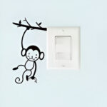 Black Cute Monkey Hanging Tree Branch Switch Sticker For Home Decor Vinyl Living Room Background Decals Cartoon Wall Stickers - Image 2
