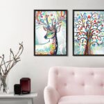 Nordic style creative 3.D removable stickers XL8327 Fantasy Watercolor Deer -Colorful - Image 6
