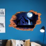 xl8309 3D stickers Moon Starry Giraffe broken wall stickers For Home decor Study Dormitory Decoration decals Removable Sticker poster - Image 3