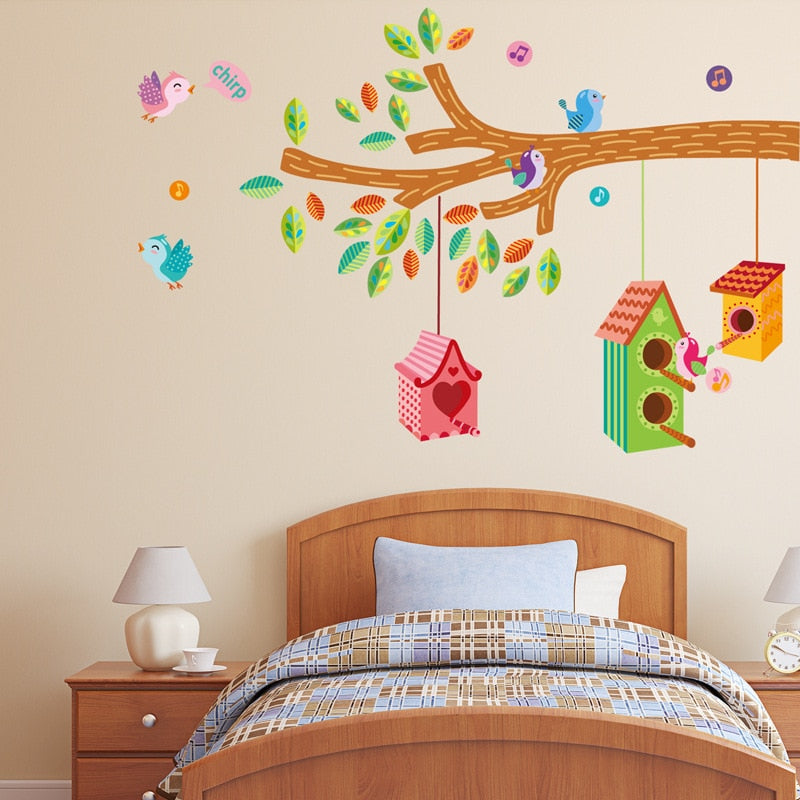 HTB1THLVh.OWBKNjSZKzq6xfWFXax_337a26b8-e741-4fb4-b1c8-7b559ac057b0 Beautiful Wall Stickers Tree Branches Birds Nests JM7222 - Image 1