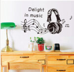 Beat headphones big headpohones music helmets music note wall sticker home decor AY7133 - Image 3