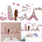 Romantic Paris Love Wall Sticker Eiffel Tower Wall Paper Colorful PVC Wall Decal Removeable Wall Decor – Wall Stickers - Image 3
