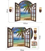 3D Wall Sticker SK9062B Fake Window Blue Sea View European Style Bedroom Living Room Entrance Decoration Self-adhesive Wall Sticker - Image 6