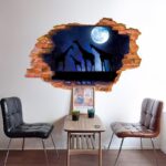 xl8309 3D stickers Moon Starry Giraffe broken wall stickers For Home decor Study Dormitory Decoration decals Removable Sticker poster - Image 2