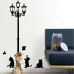 Creative DIY Popular Ancient Lamp Cats and Birds Wall Sticker Cartoon Wall Mural Home Decor Room Kids Decals Wallpaper size 50x70  dm570100 - Image 2