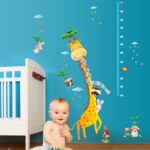 sk9030 cartoon Giraffe height measure wall stickers for children decals diynursery room interior wall decoration - Image 3