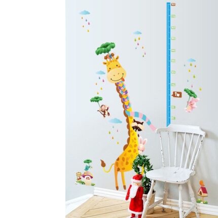 [Fundecor] cartoon Giraffe height measure wall stickers for children decals diynursery room interior wall decoration