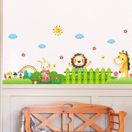 Cartoon Animal Wall Stickers Wall Decals for Kids Room Decoration Elephant Lion Giraffe Wall Stickers for Baby Room Door Decor size 50x70 xls7181