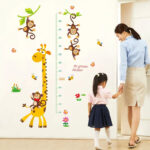 Height Measurement Growth Chart, Giraffe Monkey Printed Wall Sticker, Bedroom Self-adhesive Wallpaper for Kids -Sk9292 - Image 4