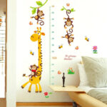 Height Measurement Growth Chart, Giraffe Monkey Printed Wall Sticker, Bedroom Self-adhesive Wallpaper for Kids -Sk9292 - Image 3