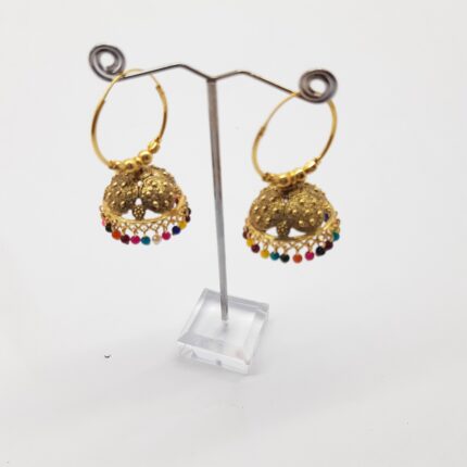 Golden with multi stone earring