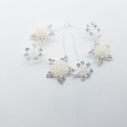 flowers style hair clip silver