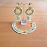 Golden antique bali with jhumki set - Image 2