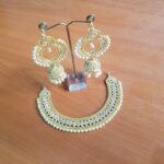 Golden antique bali with jhumki set - Image 3