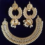 Golden antique bali with jhumki set