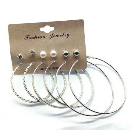 pack of 6-silver earring with tops