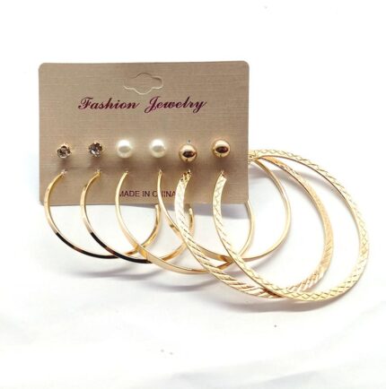 pack of 6-golden earring with tops