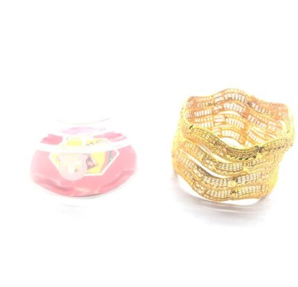 gold pellated 4 pcs jali zigzag kary