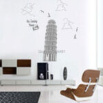 JM7231 Italy Leaning Tower of Pisa patterns wall art decoration Wall Sticker - Image 2