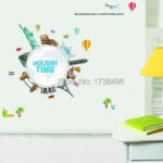 JM7260 Wrold Travel Vinyl wall sticker decal art Global Village bedroom Kids Room Wall Decor - Image 3