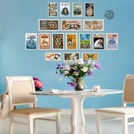 JM7286 wholesale creative backdrop living room wall decoration stamp sticker removable wall stickers glass stickers