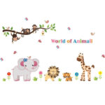 Jungle wild monkey tiger lion elephant zoo wall sticker for kids room 9052 decorative pvc wall decal - AliExpress - Image 2
