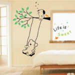 LP wholesale cartoon Winnie AY9036 swing three generations removable decorative wall stickers for children's room
